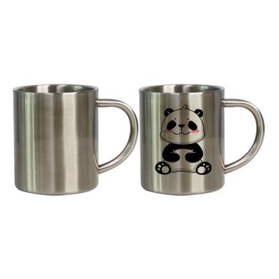 China High Quality Eco-friendly Silver Steel 400ml Coffee Mug With Flat Bottom Sublimated Stainless Steel Regular Coffee Mug for sale