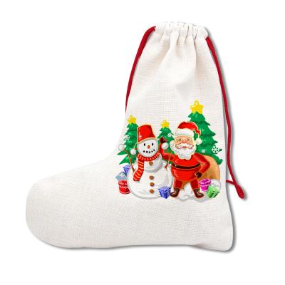 China Wholesale Festival Stuff Christmas Decoration Supplies Heat Press Transfer Polyester Outdoor Socks Blank With Sublimation Christmas Stockings for sale