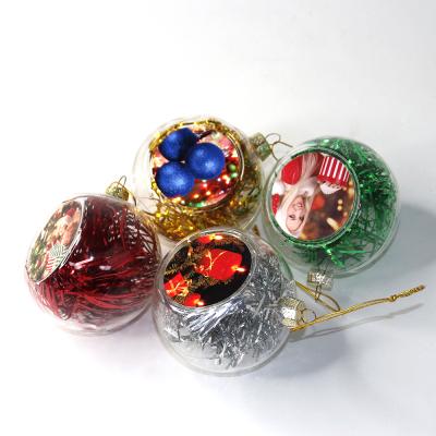 China Glass Clear Plastic Sublimation Masks Aluminum Dish 8cm Christmas Glass Ball Heat Press Sublimation Clear Glass Christmas Balls for sale