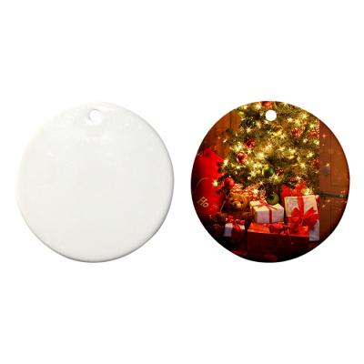 China Wholesale DIY Hanging Personalized Blank Ceramic Christmas Tree Ornament Sublimation Blank Christmas Tree Ornaments for sale