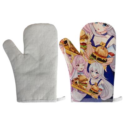 China Createsub Wholesale Heat Resistant Sublimation Resistance Kitchen BBQ Gloves Heat Transfer Glove Blank For Oven Cloth Gloves for sale