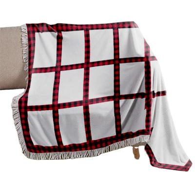 China Createsub Wholesale Soft Lace Office Blanket Sublimation Blankets 9/18 Photo Panel Blankets Red Plaid Flannel Blanket for sale