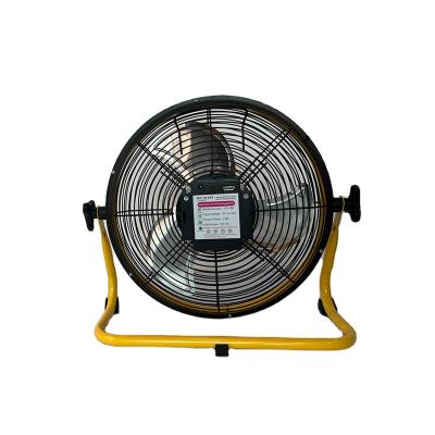 China New Household Energy Saving Rechargeable Solar Fan Yellow Ground Fan With Middle Circle Aluminum 3 Blade Floor Fan 350*400*15mm for sale