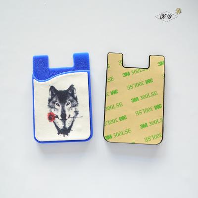 China Fashion Silicone Credit Card Holder With Printing Logo Mobile Phone Screen Cleaner Cloth Sticker for sale