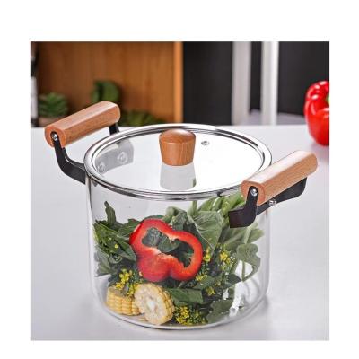 China Double-Ear Baking Stove Stew Pot High Borosilicate Pyrex Transparent Clear Glass Cooking Pot Viable Excellent Prices for sale