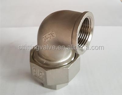 China Stainless Steel 150lbs SS 304 316 bsp NPT Female Union 90 Degree Elbow Pipe Mount Fitting for sale