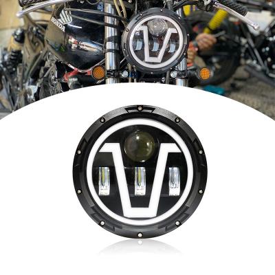 China Aluminum Alloy LED Motorcycle Headlight 7 Inch Round Motor 12V Front Head Light for sale