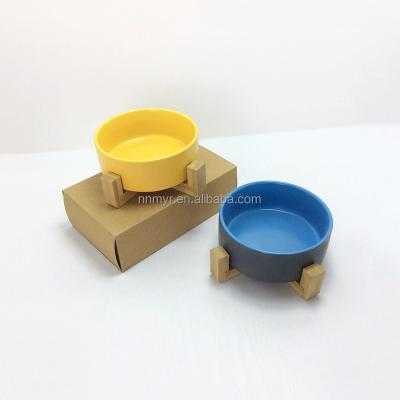 China 2022 Sustainable New Commodity Listing Dog Cat Bowl Fixed Wooden Bamboo Rack Tray Feeding Bowls for sale