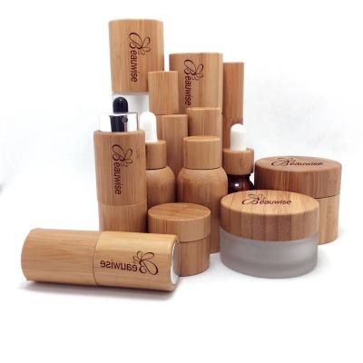 China Personal Care Bottle Biodegradable Bamboo Cosmetic Packaging Skin Care Products Series Bamboo Stain Wholesale for sale