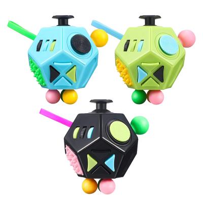 China New plastic fun 12 sided stress cube business decompression fidgety person toys anti worry cube magic infinity resistance for sale