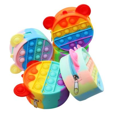 China New Shape Cute Amazon Cartoon Silicone Coin Purse Key Chain Pendant, Push Bubble Decompression Toys, Pinch Music Children's Storage Bag for sale