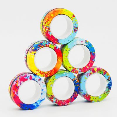 China Magnetic Plastic Pressure-relief Ring Toys Professional Relaxation Color Ring Shaping Autistic Finger Therapy Stress Toys for sale