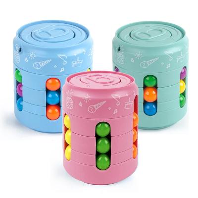 China Plastic Kids Cube Moving Person Creative Spinning Magic Toys, Novelty Decompression Educational Magic Bean Can Toys, Improve Thinking Ability for sale