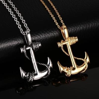 China Individual Punk Caribbean Ship Anchor Pirate Vintage Jewelry Necklace Men's Pendant Necklace for sale