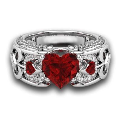 China Happy Cute Princess Love Heart Ring Jewelry Women Delicate Transparent Crystal Heart Ring for sale