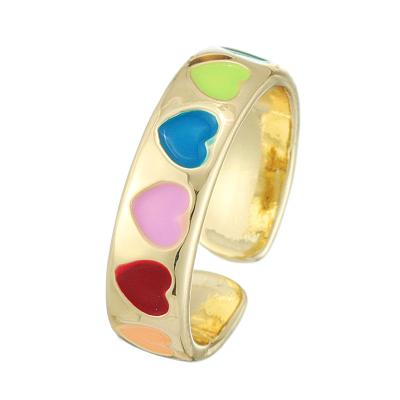 China Love Heart Enamel Ring Open Adjustable Wedding Couple Romantic Ring for sale