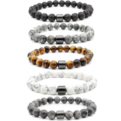 China Whosale TRENDY Healing Stone Beads Bracelet Tiger Eye Natural Stone Magnetic Bracelet For Men And Women for sale