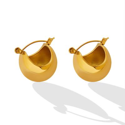 China 2022 FASHIONABLE Hot Selling Waterproof 18K Gold Stainless Steel Amazon Cavity Ball Earring Semi Cavity Basking For Women for sale