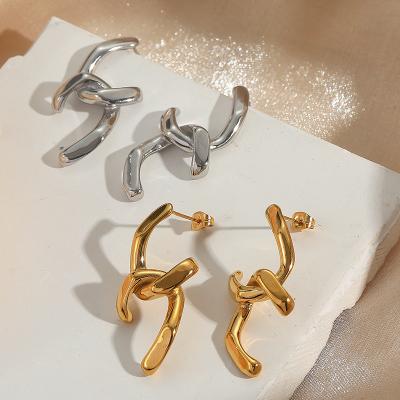 China 2022 FASHIONABLE Hot Selling Ins Link Chains Drop Earrings Women Silver Gold Plated 316L Stainless Steel Irregular Geometric Earrings for sale