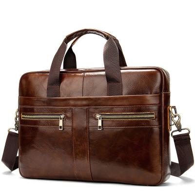 China High Quality Design Business Laptop Computer Handbag Waterproof Cross - Body Shoulder Bag Coffee Men Bag Soft Genuine Leather Mens Briefcases for sale