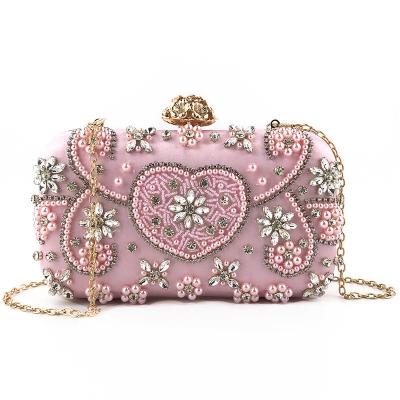 China 2022 New Fashion PORTABLE Handheld Evening Clutch Bag Diamond Fashion Handmade Beaded Embroidered Cross - Body Craft Women's Bag for sale