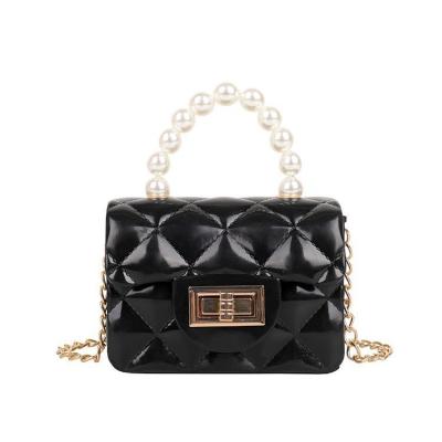 China PORTABLE Chain Beads Handle Jelly Ladies Women PVC Cross Bags Cute Purses and Handbags 2022 Hot Sale Mini - Body Bags for sale