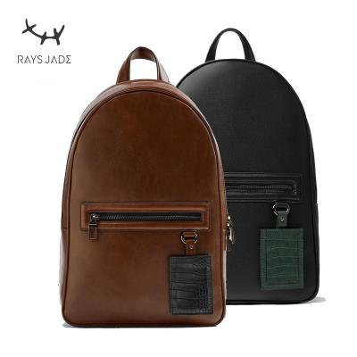 China Luxury Vegan Business Backpack Travel Smooth Waterproof Leather Backpack For Men Custom Logo PU Backpack Genuine Leather Bag for sale