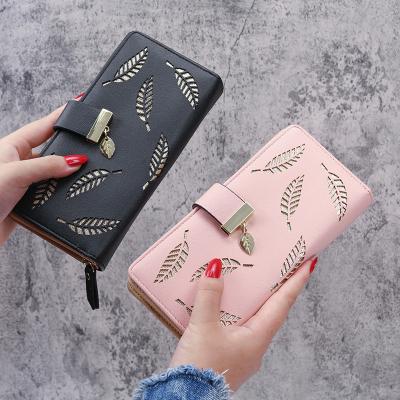 China Wholesale GS447 Fashion Simple Ladies Card Holder Large Capacity Woman Leather Wallets Long for sale