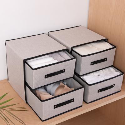 China New GS049 Viable Washable Fabric Bra Jars Organizer Storage Boxes Underwear Clothing Set for sale