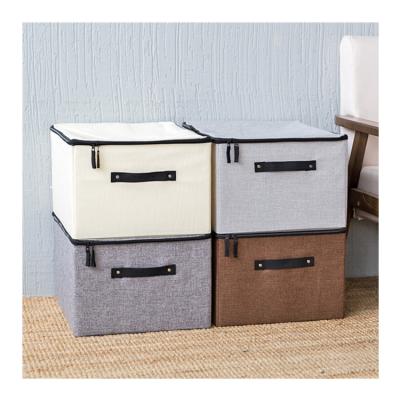 China 2021 New GS051 Clothing Quilt Storage Box Household Cotton Viable Linen Box Washable Cloth Storage Box for sale