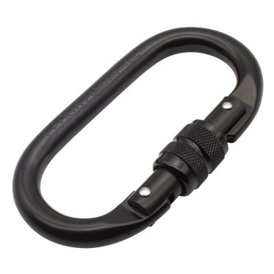 China Heavy Industry Custom Black White Yellow 25kN Locking Oval Steel Carabiner swivel carabiner For Fall Protection for sale