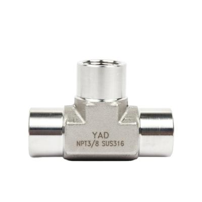 China YAD-LOK Water Forged High Pressure Pipe Fittings 304 316 NPT Female BSP Threaded Female Tee for sale