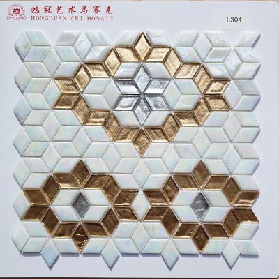 China Mid Century Glass Mosaic With Diamond Shape Wall Decoration for sale