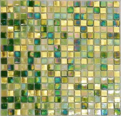 China Mussive Gold Tile Glas Interior Gold Glass Mosaick for sale