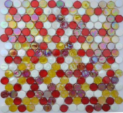 China Pebble Glass Mosaic Slab Silver Foil Mosaic Flooring Glass Mosaic Coffee Table Glass Mosaic Slab for sale