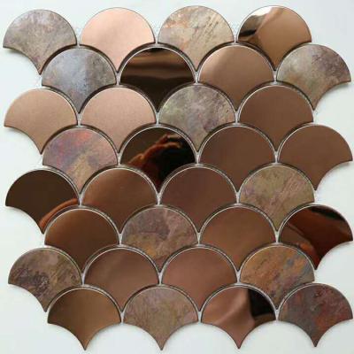 China Modern Antique Copper Metal Mosaic Antique Copper Ceramic Mosaic Fan Shape for sale