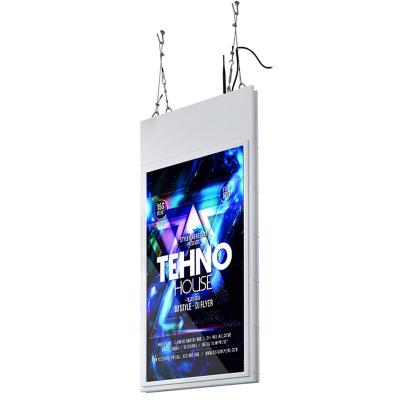 China Custom Double Side High Brightness Double Store Ceiling Hanging LCD Advertising Digital Window Signage Display 1330*150*750mm for sale