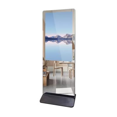 China Indoor Smart Sports Touch Floor Standing Mirror Fitness Mirror Led Smart Home Gym Mirror for sale