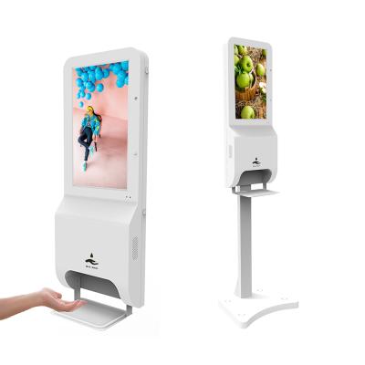 China Intelligence 21.5 Inch Floor Stand Digital Signage Screen LCD Display With Automatic Temperature Hand Sanitizer 21.5 Measuring Kiosk for sale