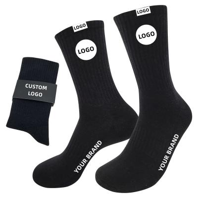 China OEM Antibacterial Design Your Own Novelty Embroidery Fancy Sock Men Pattern Logo Customize Cotton Unisex Crew Logo Socks for sale