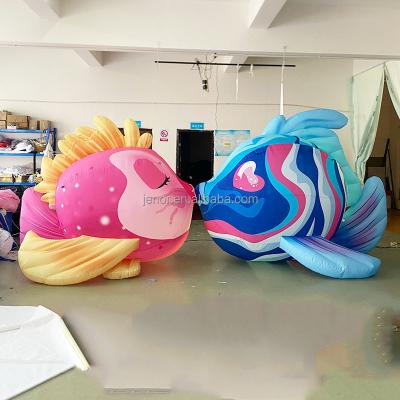 China Valentine Wedding Event Decoration Inflatable Fish Kiss Model with Colorful LED Light for sale