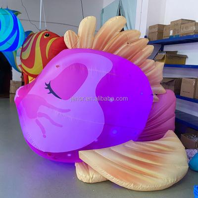 China Decoration Pink Fish Cartoon Inflatable Lighting Balloon For Event Party Decoration for sale