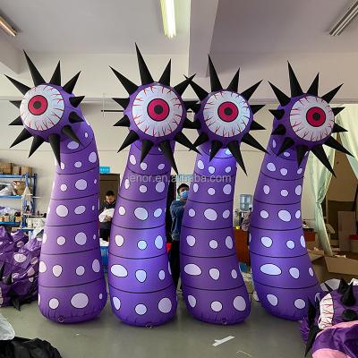 China Decoration Lighting Purple Monster Inflatable Eyed Tube Balloon For Night Club Decoration for sale