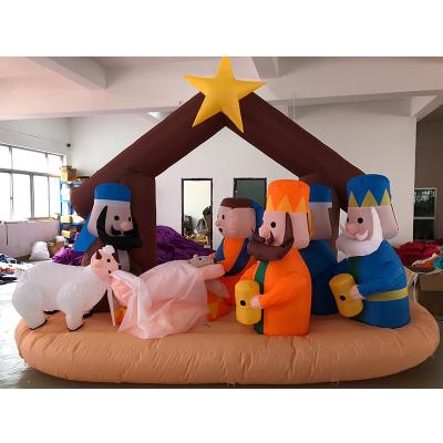 China Decoration Lighted Inflatable Christmas Nativity Scene For Christmas Holiday Yard Party Decoration for sale