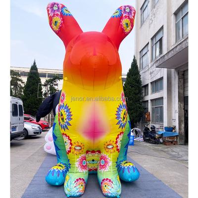 China Decoration Colorful Giant Lighting Inflatable Rabbit Trippy Cartoon Character For Parade Decoration for sale