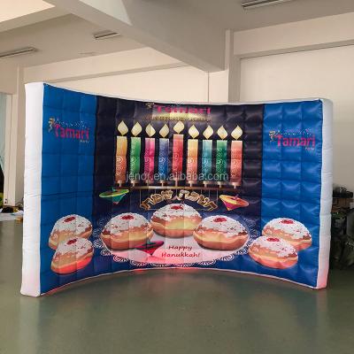 China Custom Logo Advertising Inflatable Photo Booth Decoration Wall With Changing Light for sale