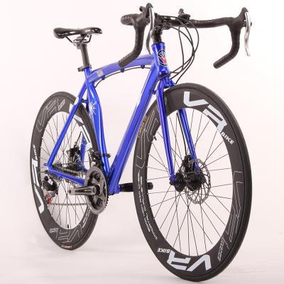 China Aluminum Alloy Frame Road Bike Steel Disc Brake Racing Bike 700C Wheel Size 24 Speed ​​Cycling Bicycle for sale