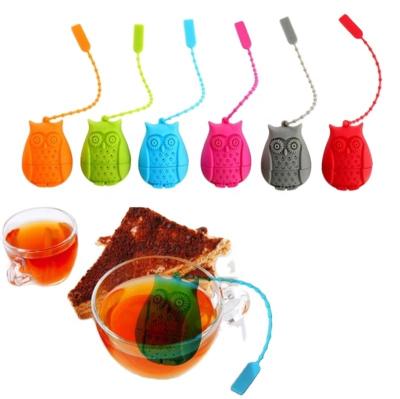 China Viable Owl Tea Strainer Food Grade Silicone Infuser Filter Loose Leaf Diffuser for sale