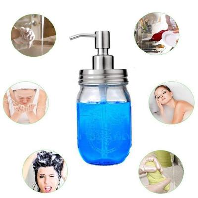 China Modern Stainless Steel Hand Pump DIY Mason Jar Soap Lotion Dispenser Liquid Bathroom Kitchen Machine No Jar for sale