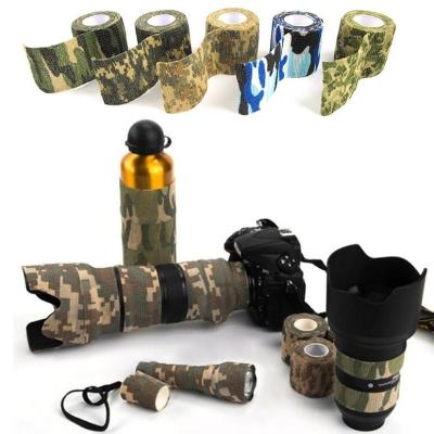 China Waterproof Self Adhesive Nonwoven Camouflage Wrap Rifle Gun Hunting Camouflage Stretch Stealth Tape Chain Increasing Camping Camera Tools for sale